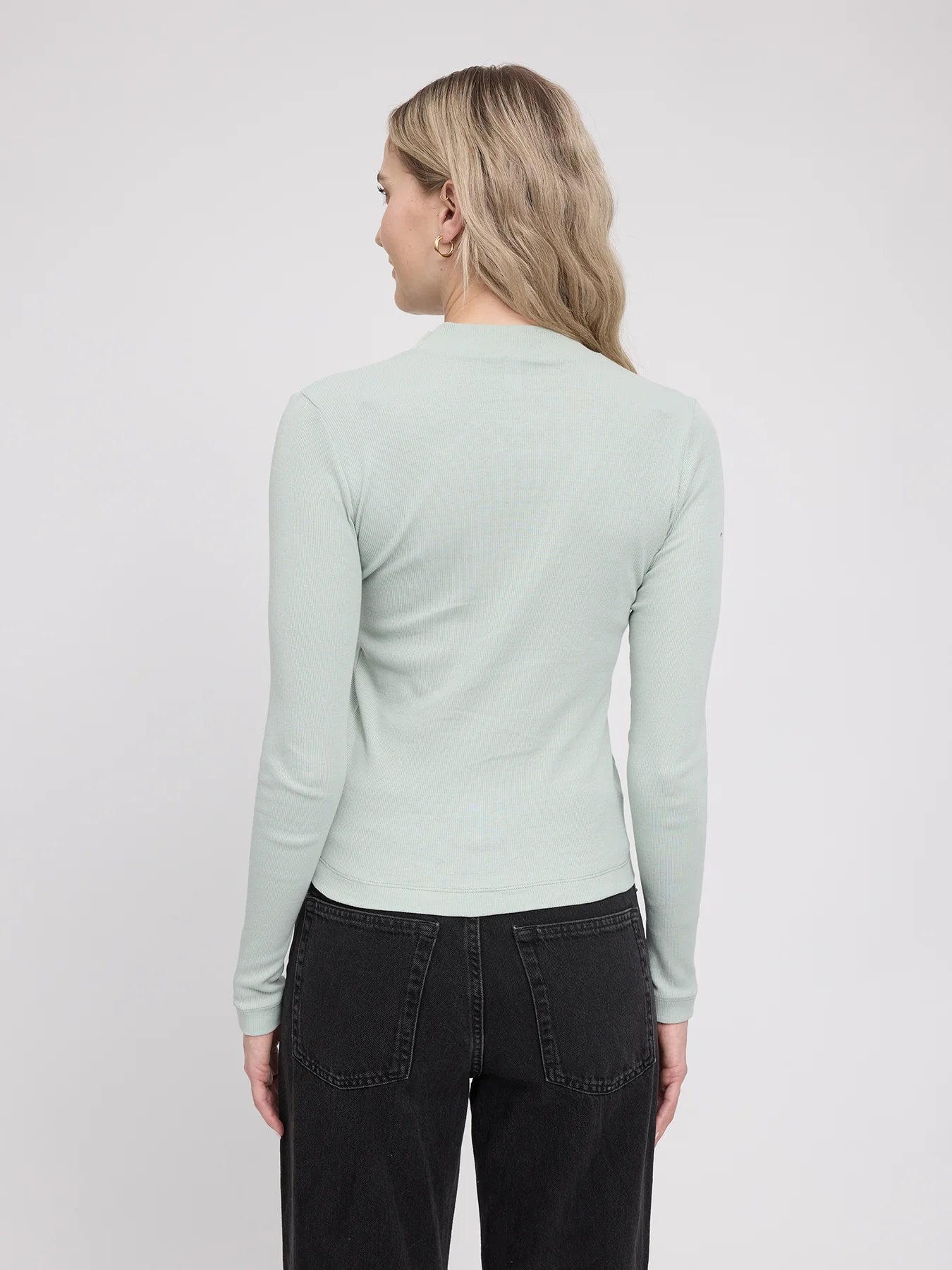 Turtleneck Long-Sleeve Top Light Aqua | MAZINE