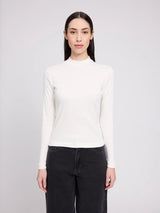 Long-Sleeve Top Basic Turtleneck Top White in Cotton | MAZINE