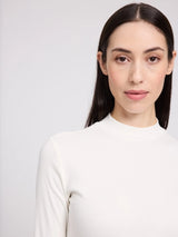 Long-Sleeve Top Basic Turtleneck Top White in Cotton | MAZINE