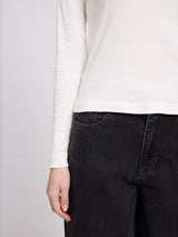 Long-Sleeve Top Basic Turtleneck Top White in Cotton | MAZINE