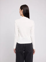Long-Sleeve Top Basic Turtleneck Top White in Cotton | MAZINE