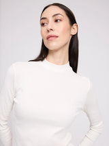 Long-Sleeve Top Basic Turtleneck Top White in Cotton | MAZINE