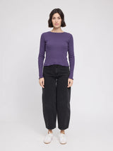 Langarmshirt mit Babylock-Säumen Dunkelviolett | MAZINE