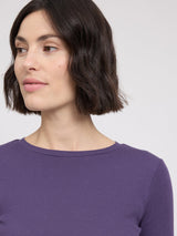 Langarmshirt mit Babylock-Säumen Dunkelviolett | MAZINE