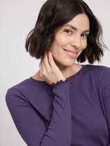 Langarmshirt mit Babylock-Säumen Dunkelviolett | MAZINE