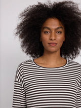 Long-Sleeve Top Rib Jersey Black Coffee in Cotton | MAZINE