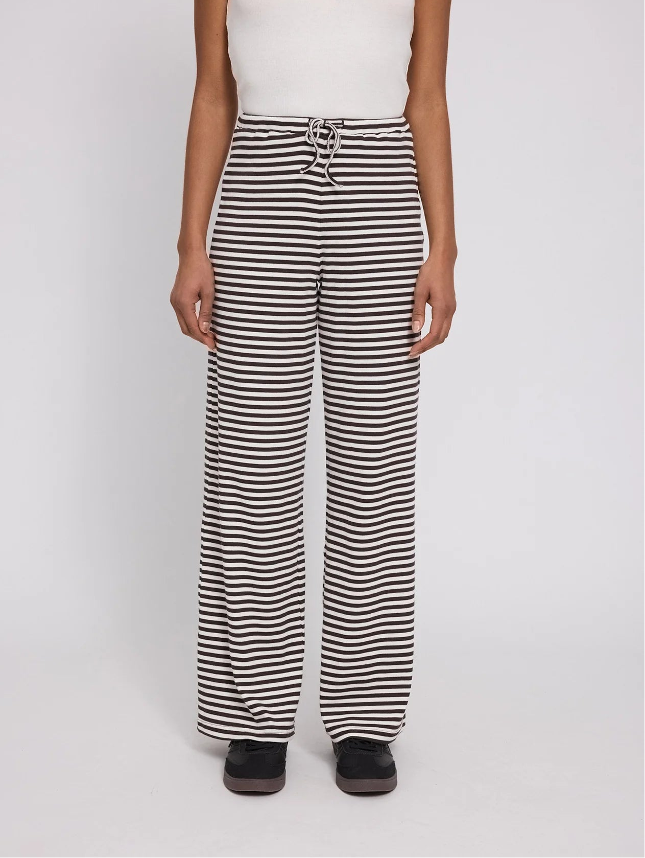 Striped Trousers Rib Black Coffee/White | MAZINE