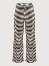 Gestreifte Hose Rippe Schwarz Kaffee/Weiß | MAZINE