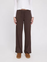 Trousers Rib Jersey Black Coffee in Cotton | MAZINE