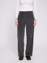 Cordhose mit Falten Anthrazit Baumwolle | MAZINE