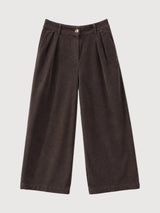 Pantaloni a pieghe in velluto a coste color cioccolato fondente | MAZINE