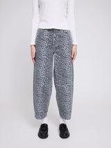 Jeans Printed Barrel Leg Grey in Cotton | MAZINE