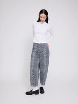 Jeans Printed Barrel Leg Grey in Cotton | MAZINE
