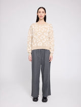 Pullover Leo Jacquard Light Beige/Tofu | MAZINE