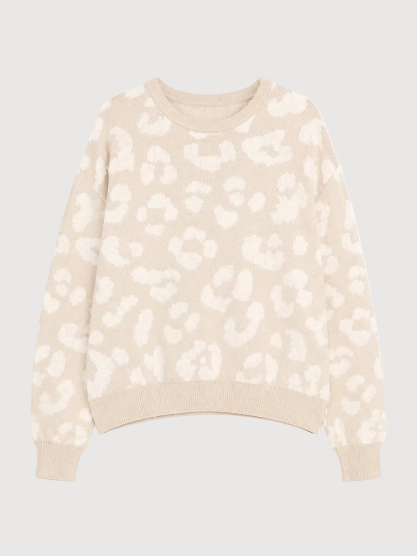Pullover Leo Jacquard Light Beige/Tofu | MAZINE