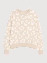 Pullover Leo Jacquard Light Beige/Tofu | MAZINE