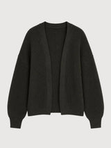 Olive green V-neck cotton cardigan pullover by MAZINE, featuring knit fabric and a relaxed fit.
