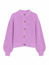 Pink grape crew neck cotton cardigan pullover by MAZINE, featuring a cozy knit texture and classic fit.