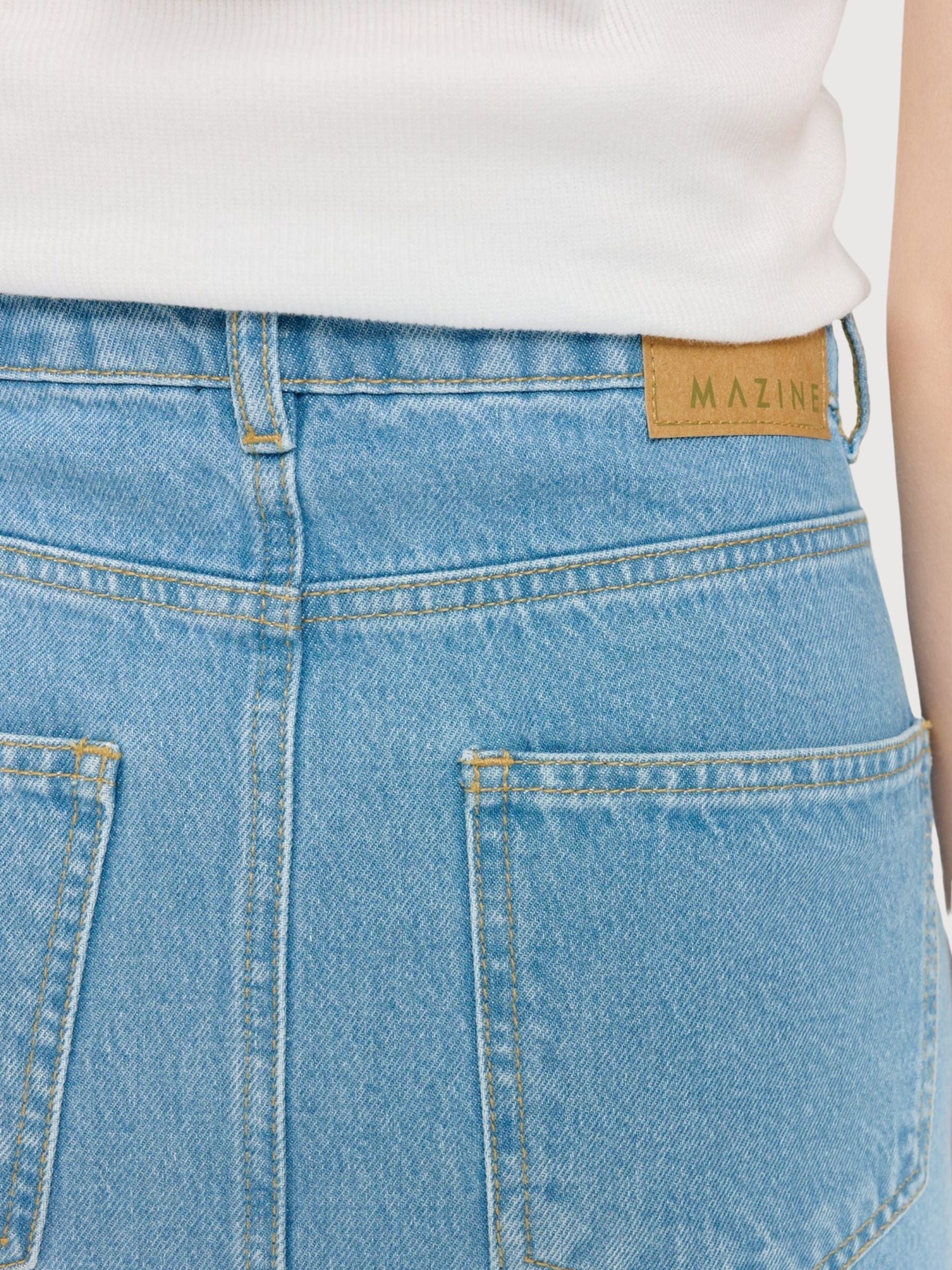 Gonna lunga in denim di cotone azzurro chiaro | Mazine