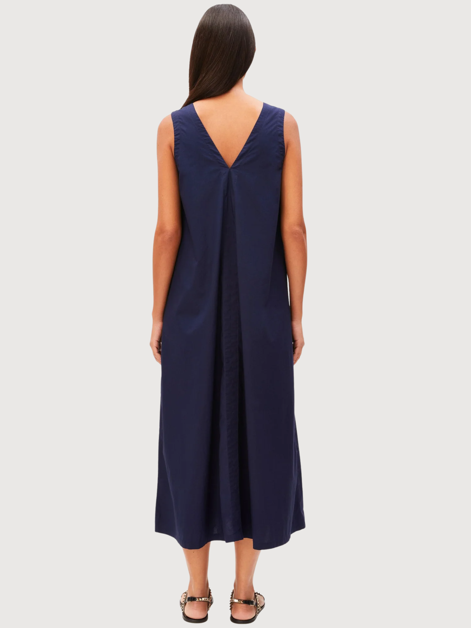 Maxi V-Neck Dress Tinted Navy | Armedangels