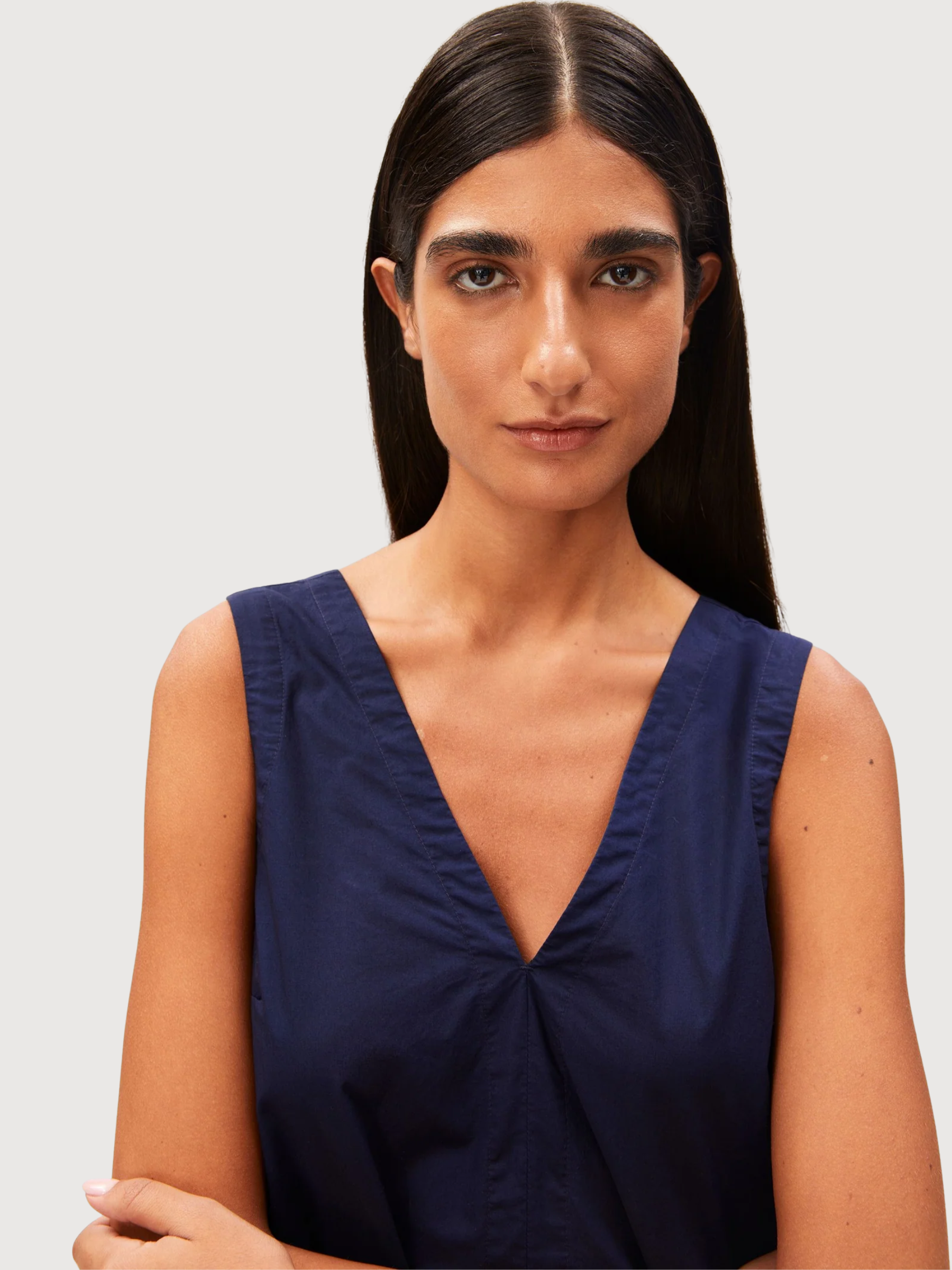 Maxi V-Neck Dress Tinted Navy | Armedangels