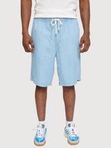 Pantaloncini in denim da uomo, modello pull-on, colore azzurro chiaro | Mazine