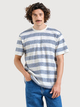 T-shirt Stockholm Floral Stripe Blue |  Dedicated