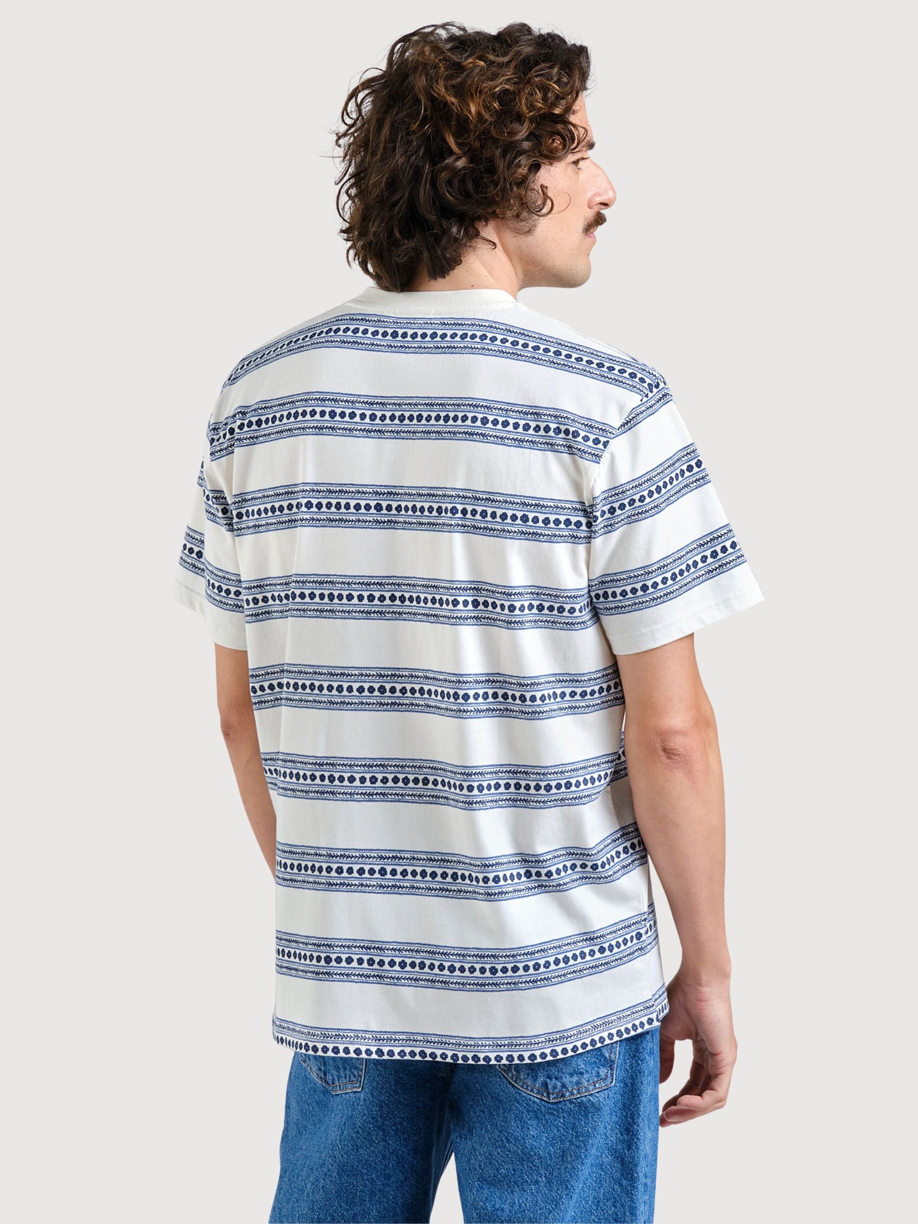 T-shirt Stockholm Floral Stripe Blue |  Dedicated