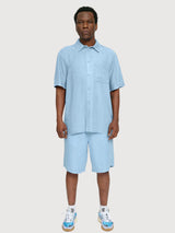 Camicia a maniche corte in denim da uomo, azzurro chiaro | Mazine