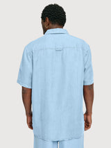 Camicia a maniche corte in denim da uomo, azzurro chiaro | Mazine
