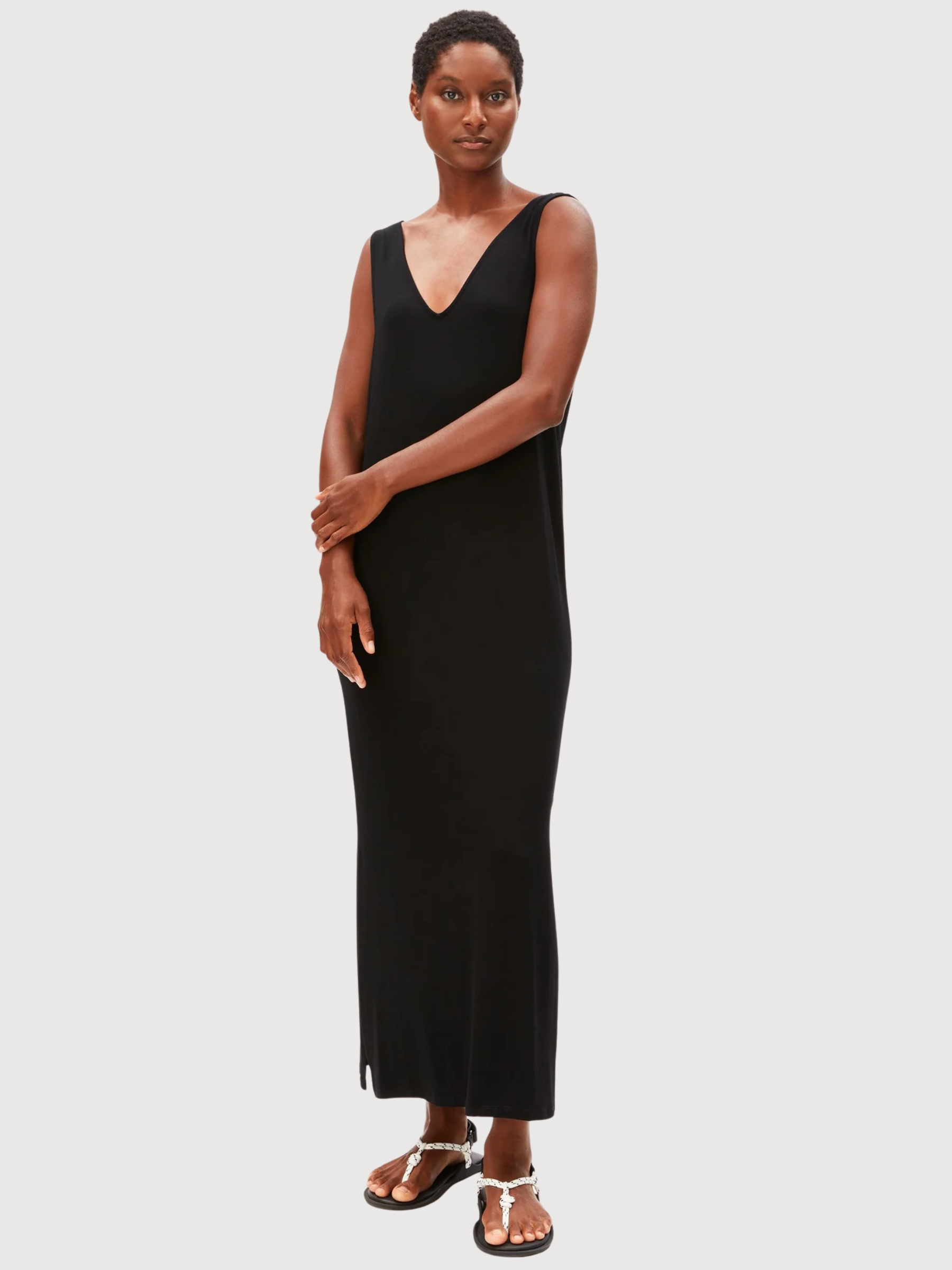 Abito Midi Senza Maniche Jersey Nero | Armedangels