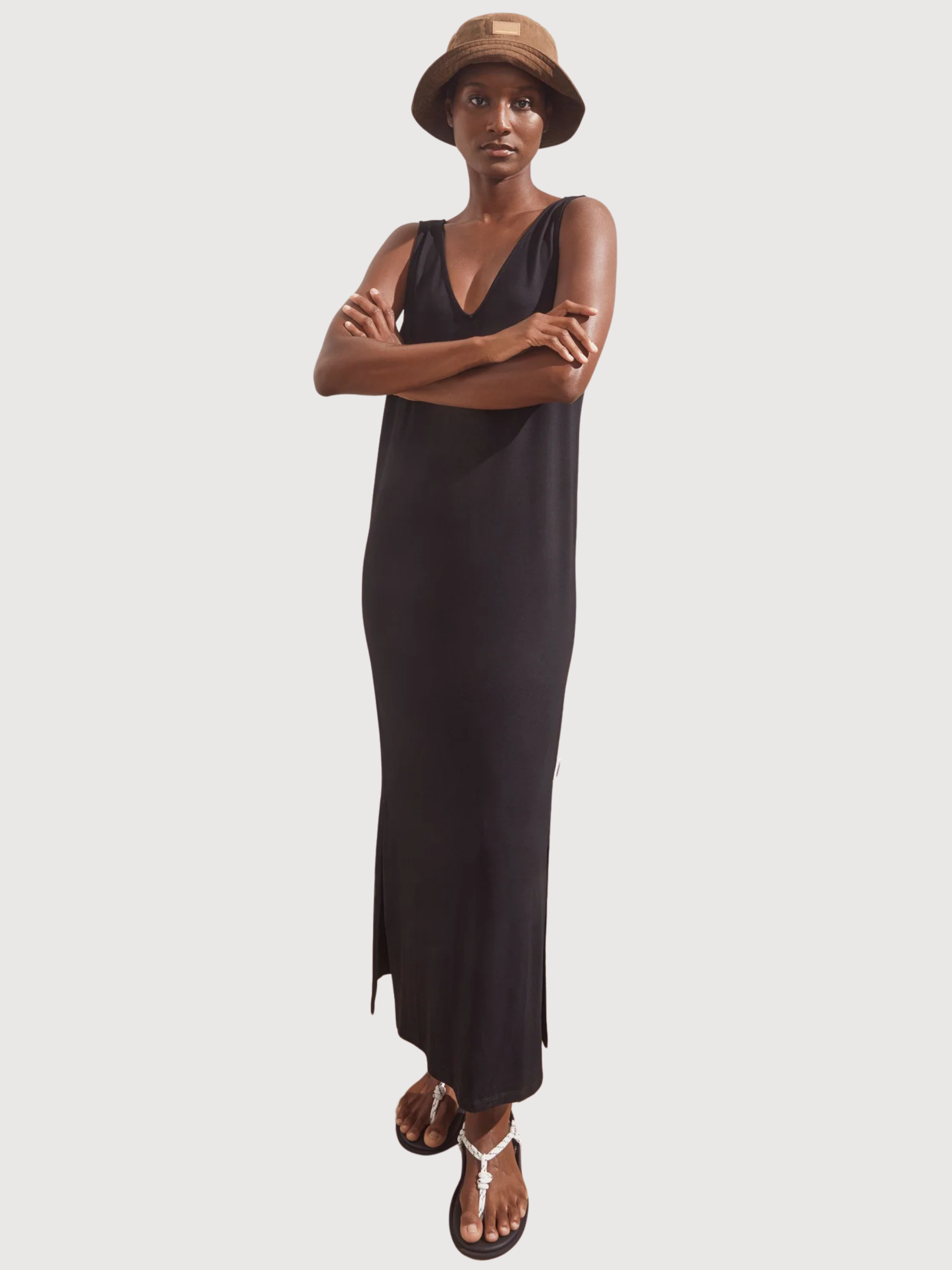 Abito Midi Senza Maniche Jersey Nero | Armedangels
