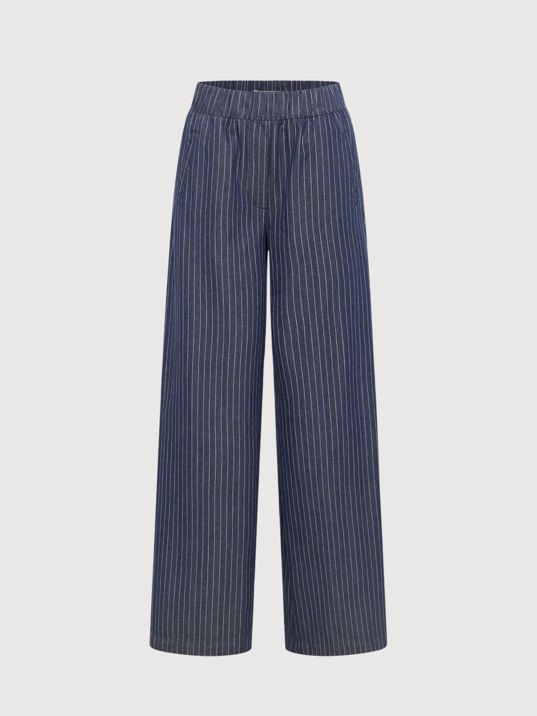 Trouser Striped Blue/White Gots Cotton | Lanius