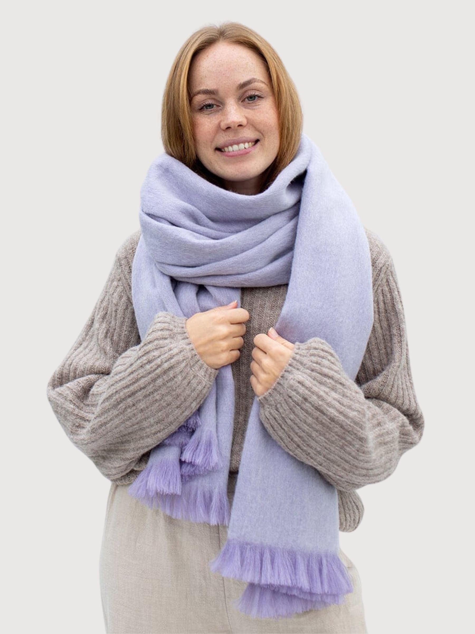 Alpaca Scarf Solid Brushed 'Lavender Frost' | Bufandy