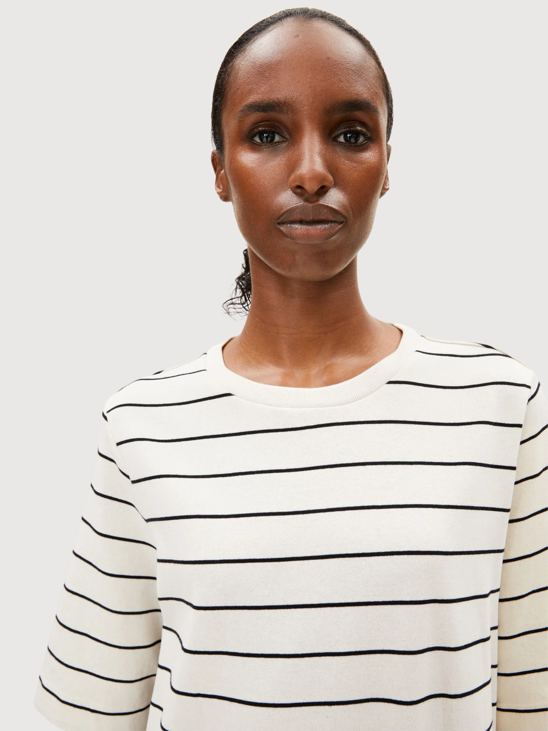 Vestito Xelinaa a Righe Greggio Nero | Armedangels