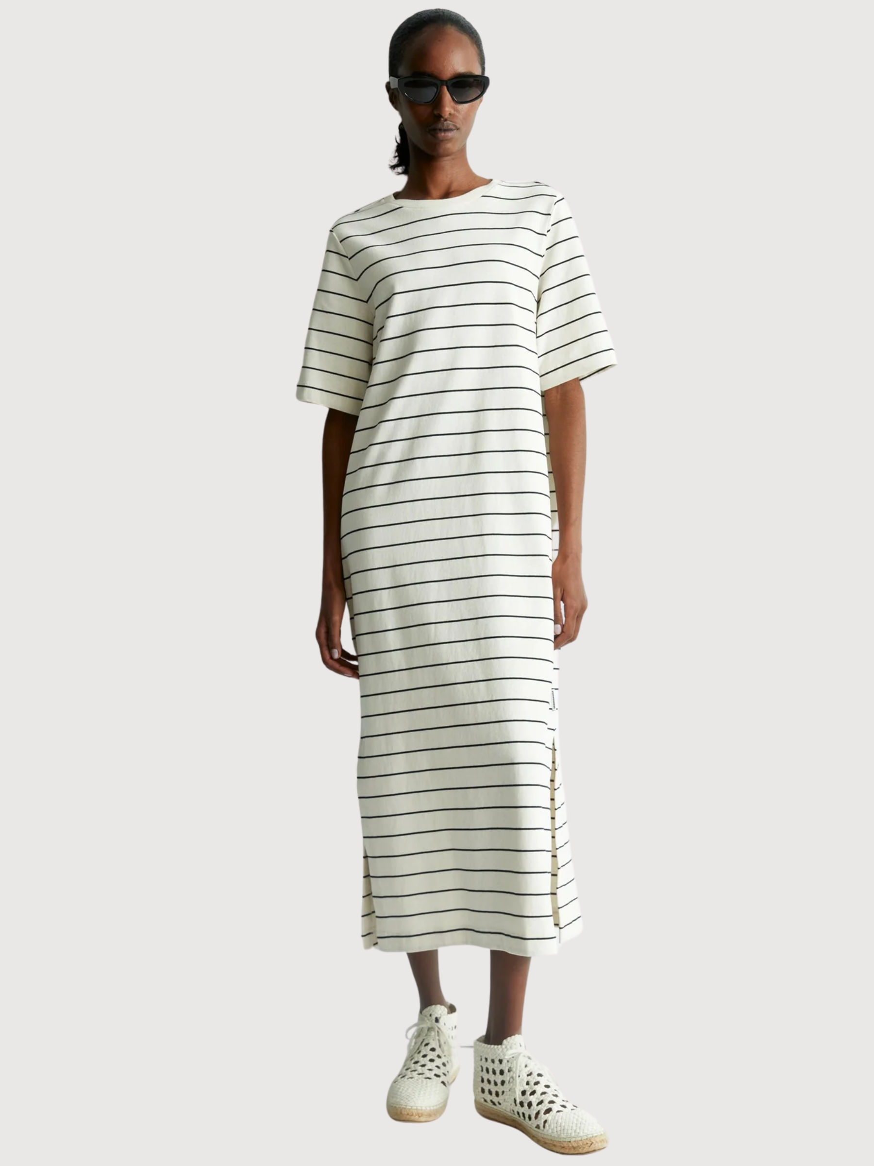 Vestito Xelinaa a Righe Greggio Nero | Armedangels