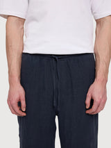 Pantaloncini da uomo in lino blu inchiostro | Mazine