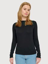 Langarmshirt Sheer Woman Schwarz Viskose | Mazine