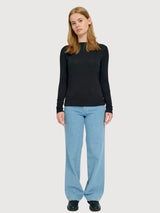 Langarmshirt Sheer Woman Schwarz Viskose | Mazine