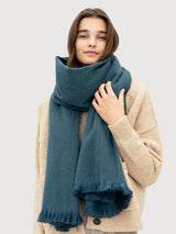 Alpaca Scarf Brushed Solid Steel Blue | Bufandy