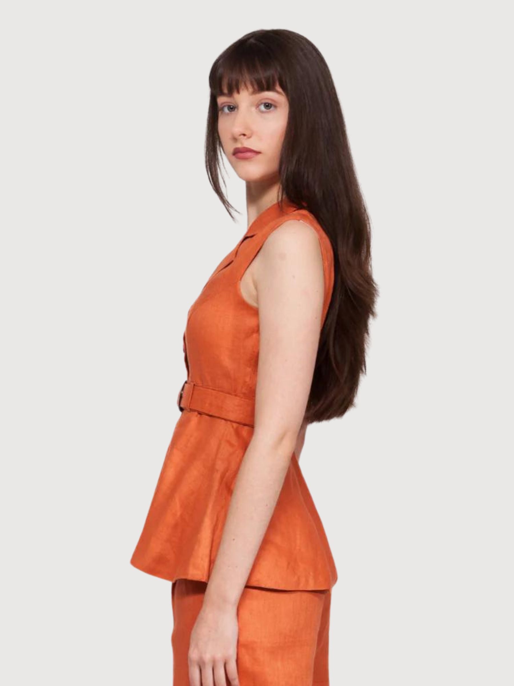 Petunia Burnt Orange Peplum Top | Balaquin