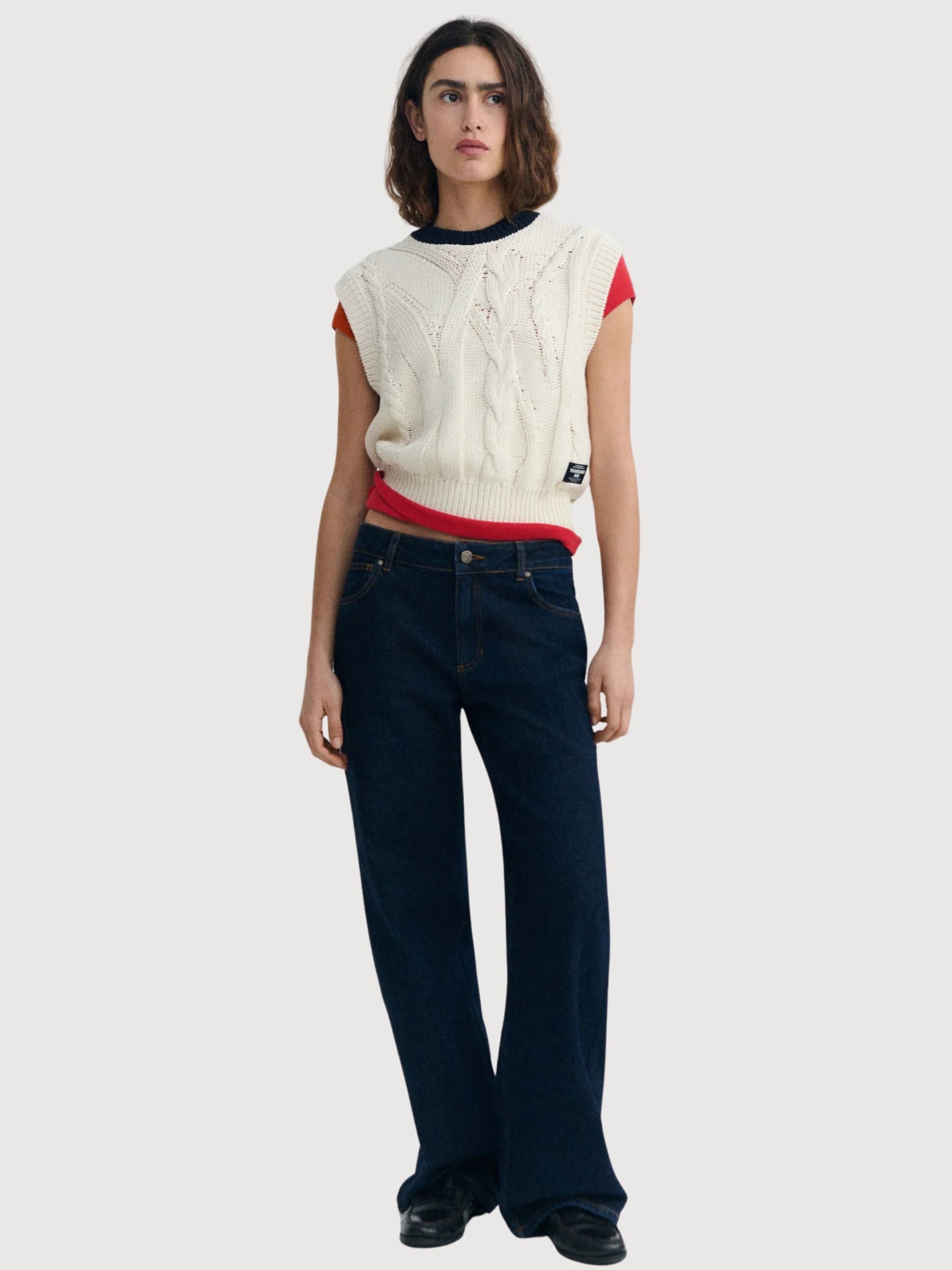 Aria Strickweste in Ecru für Damen | Thinking Mu