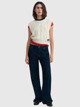 Aria Strickweste in Ecru für Damen | Thinking Mu