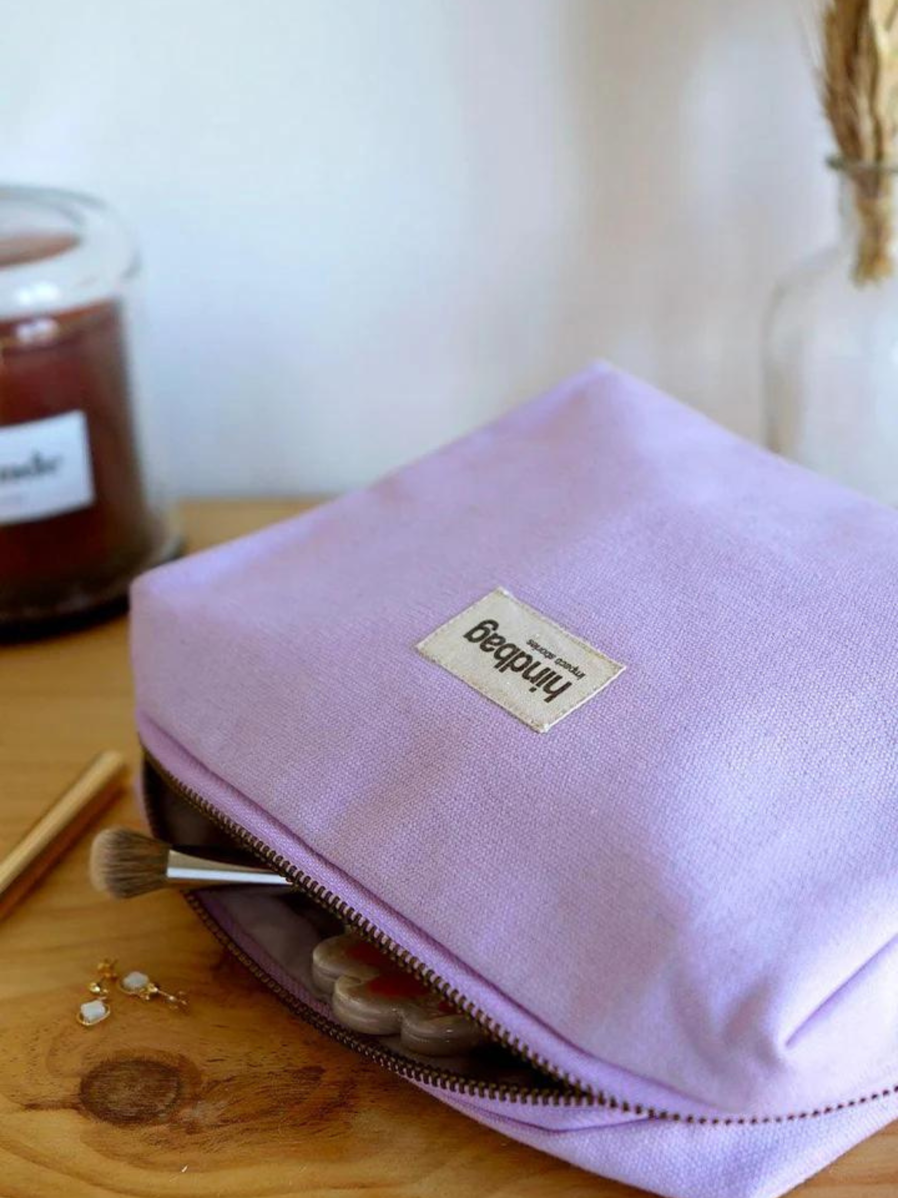 Caso di bellezza Leon Lilas in cotone organico | Hindbag