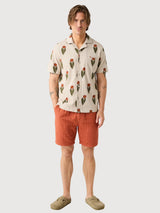 Box Fit Blumen-Kurzarm-Bouclé-Hemd | Knowledge Cotton