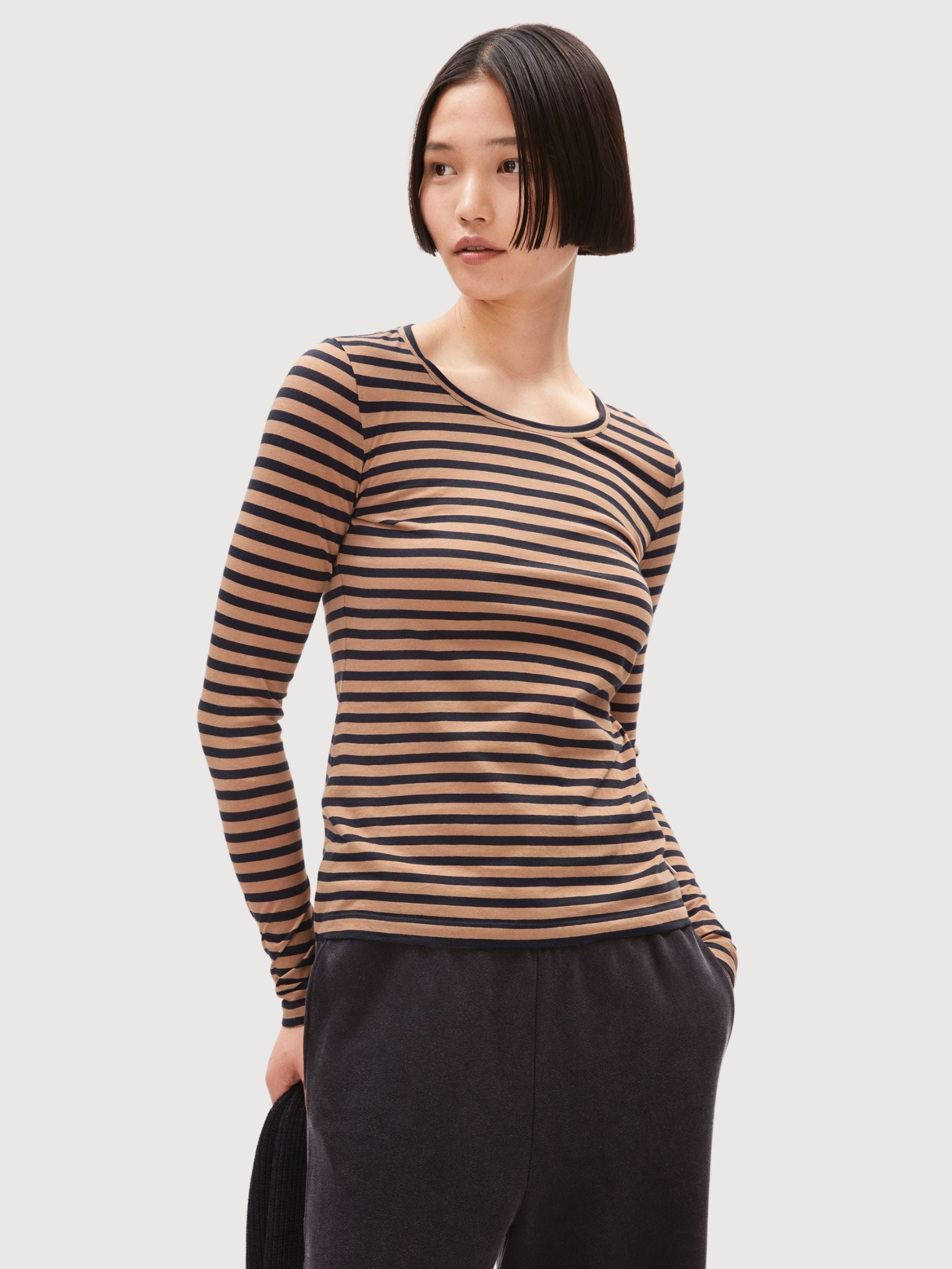 Enriccaa Stripes Cinnamon Langarmdesign Damen | Armedangels