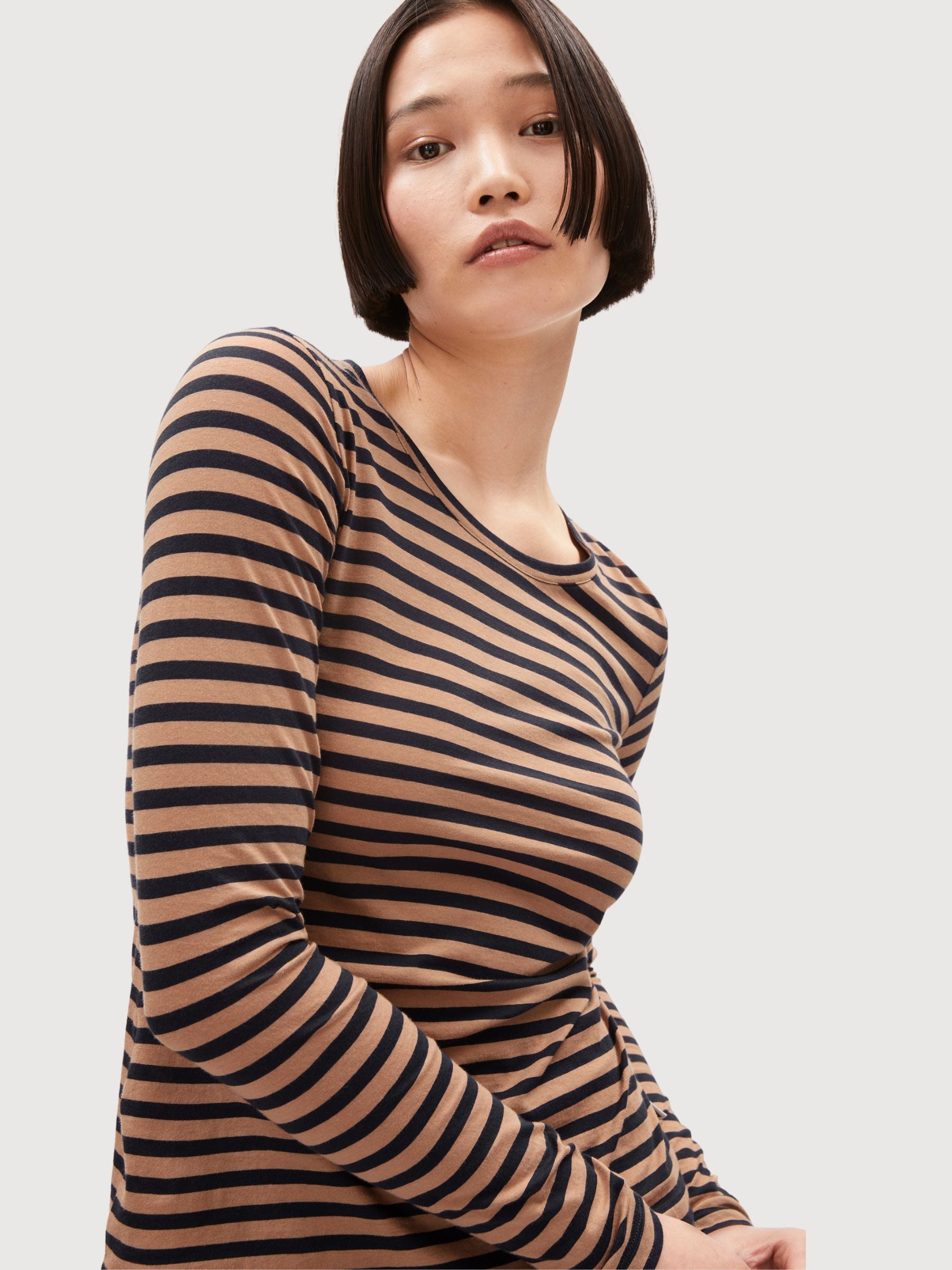 Enriccaa Stripes Cinnamon Langarmdesign Damen | Armedangels