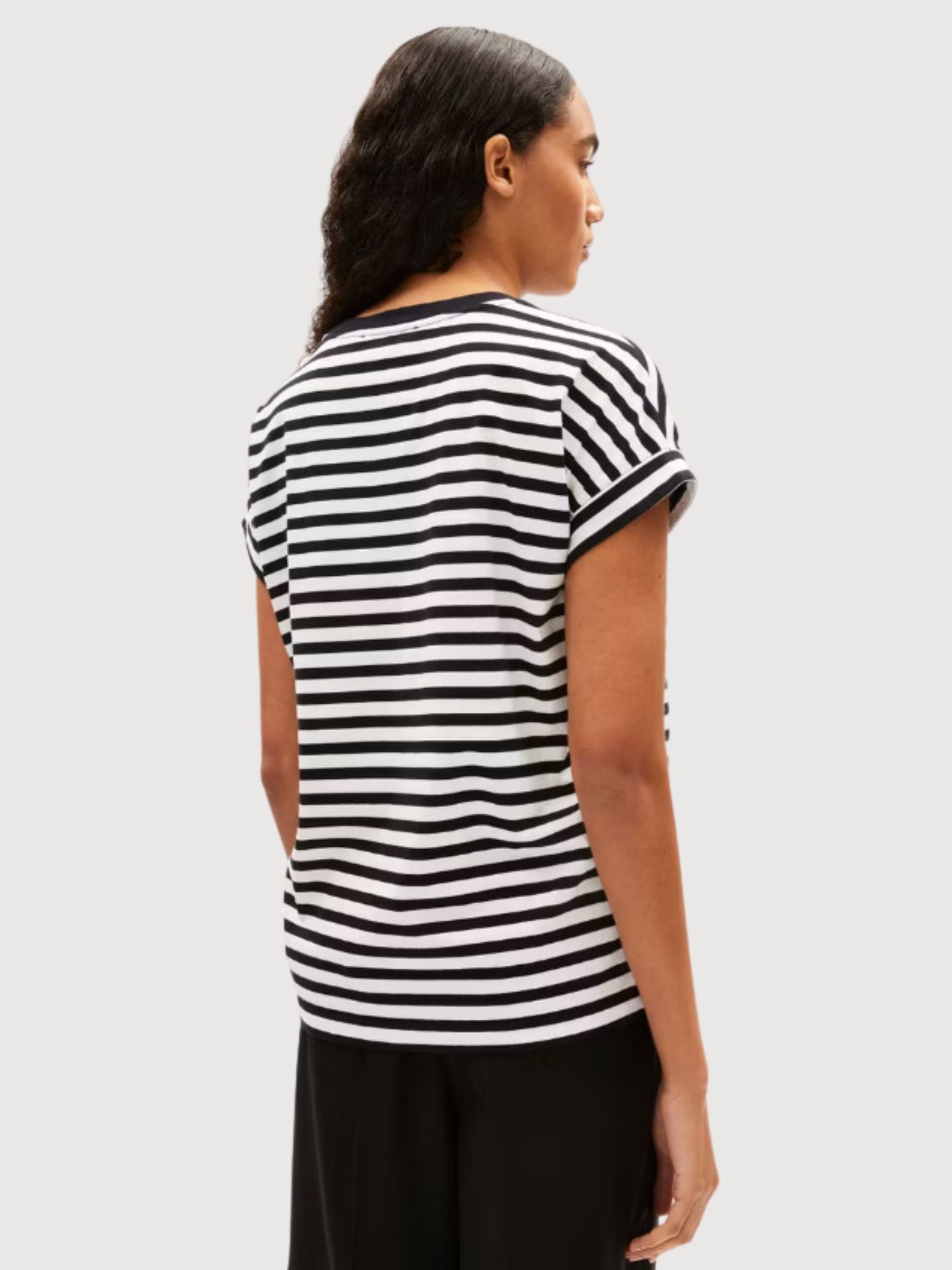 Idaara Stripes weiß schwarzes Hemd Frauen |Armedangels