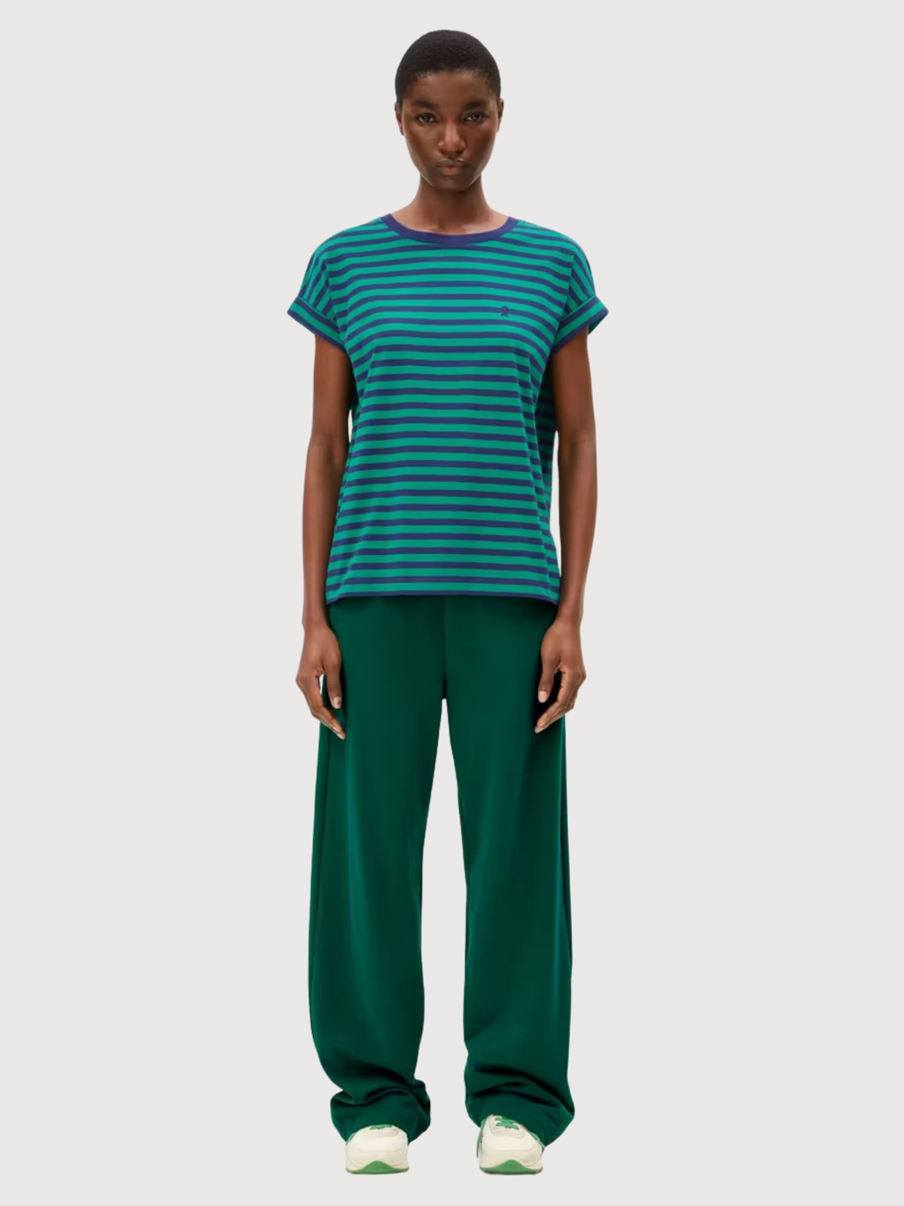 Maglietta Idaara Stripes Green Navy | Armedangels