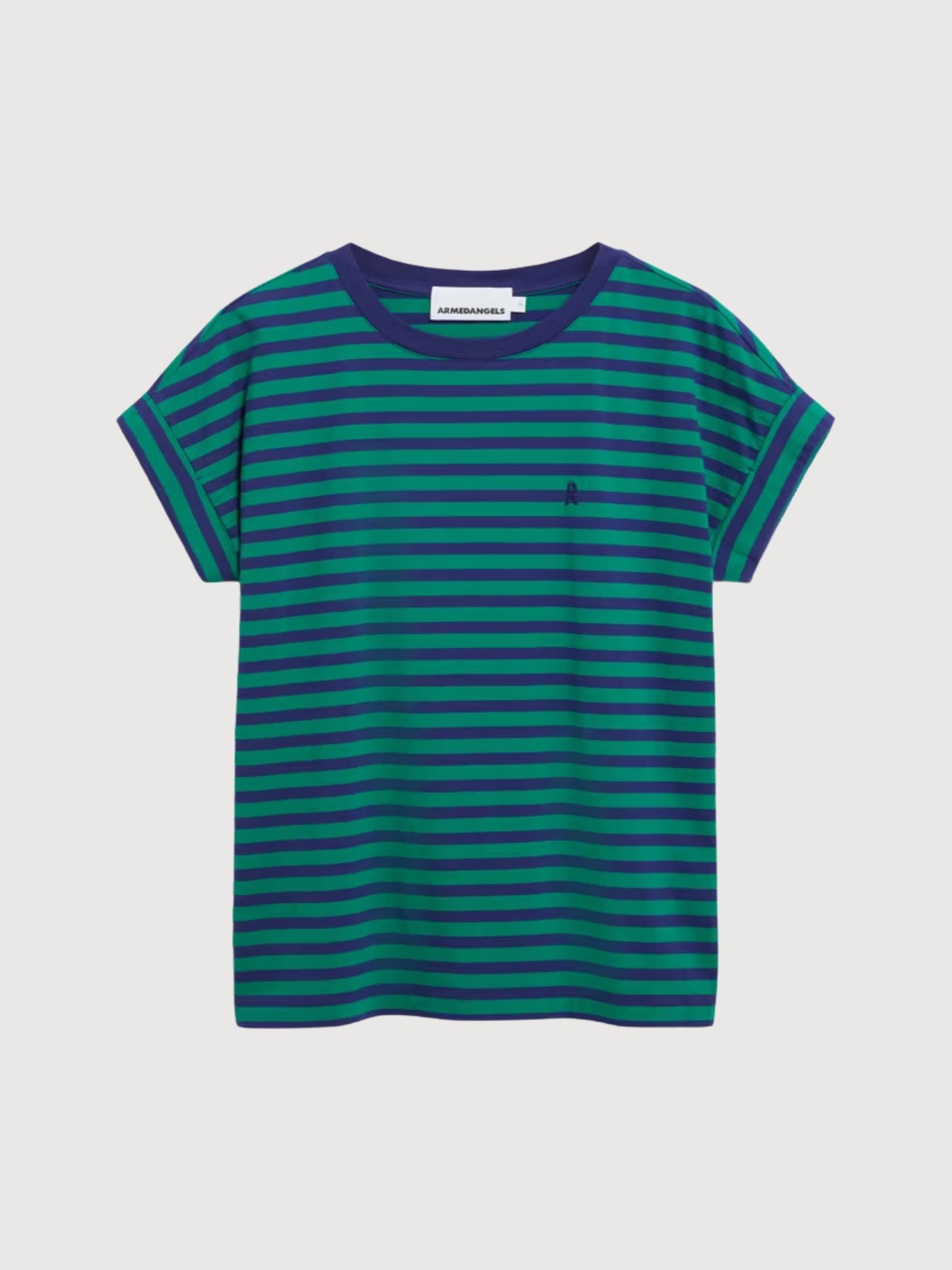 Maglietta Idaara Stripes Green Navy | Armedangels